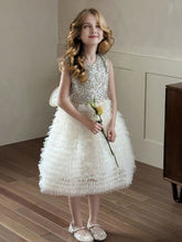Girls' Fashionable Sequin & Mesh Patchwork Princess Dress With Wing Detail, Summer